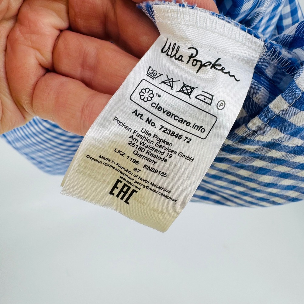 Ulla Popken Gingham Ruffle Neck Button Front Cott… - image 7